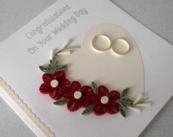 Quilled wedding congratulations card