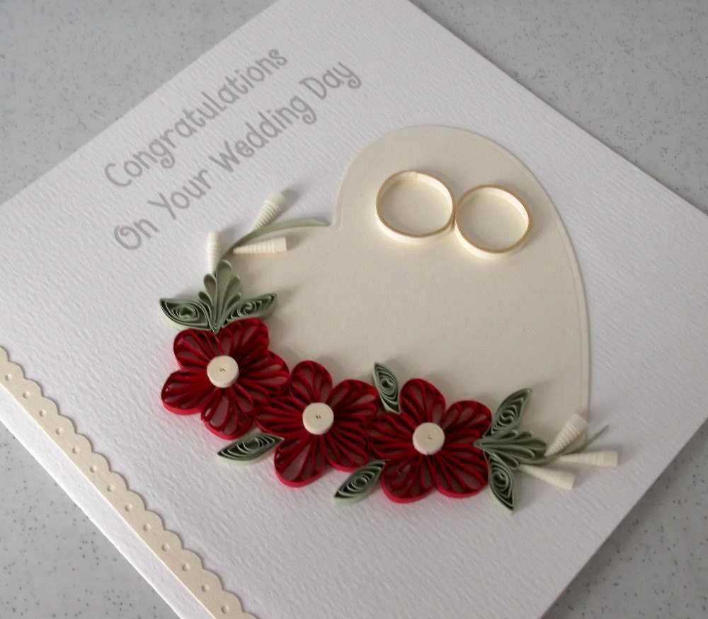 Quilled wedding congratulations card