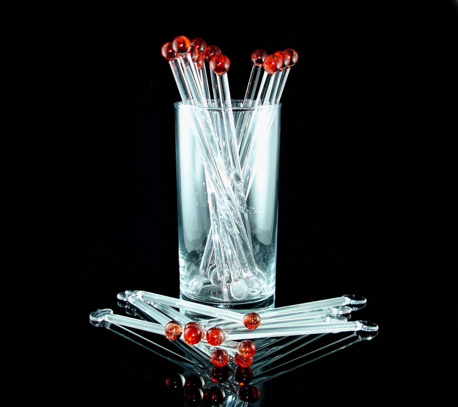 Glass Drink & Coffee Stir Sticks Swizzle Sticks by JHillsGlassArt