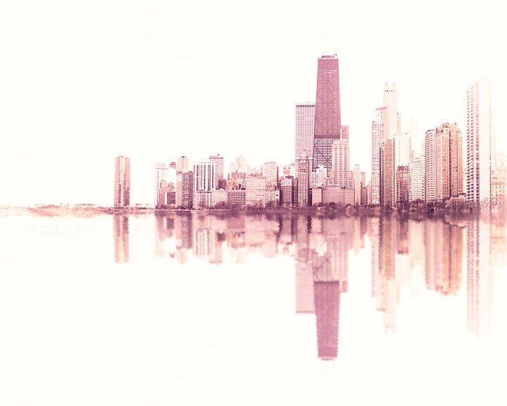 Chicago Wall Art chicago wall art print skyline photography pink white Chicago Wall Art chicago wall art print skyline photography pink white