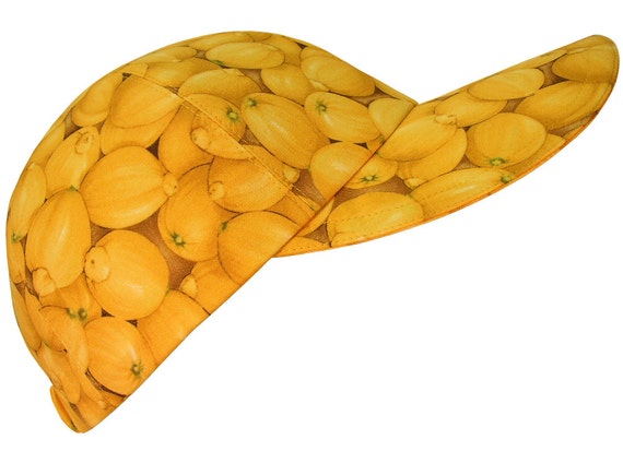 Lemon Zinger - SIZE SMALL - Bright Yellow Lemons Ladies Girls Fun Fruit Fashion Baseball Cap Hat