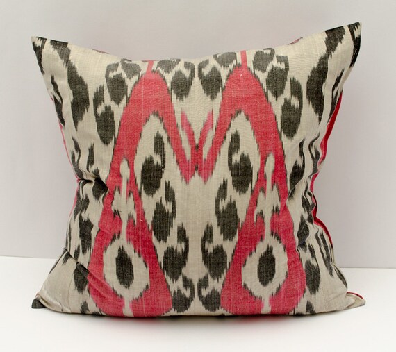 20x20 ikat pillow cover, red, black, cream pillow cover cushion case puce kisses pillowcase home pillow design pillow decorative