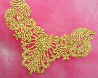 F22 Gold Yoke Collar Venise Lace Applique 6" (F22-gl)