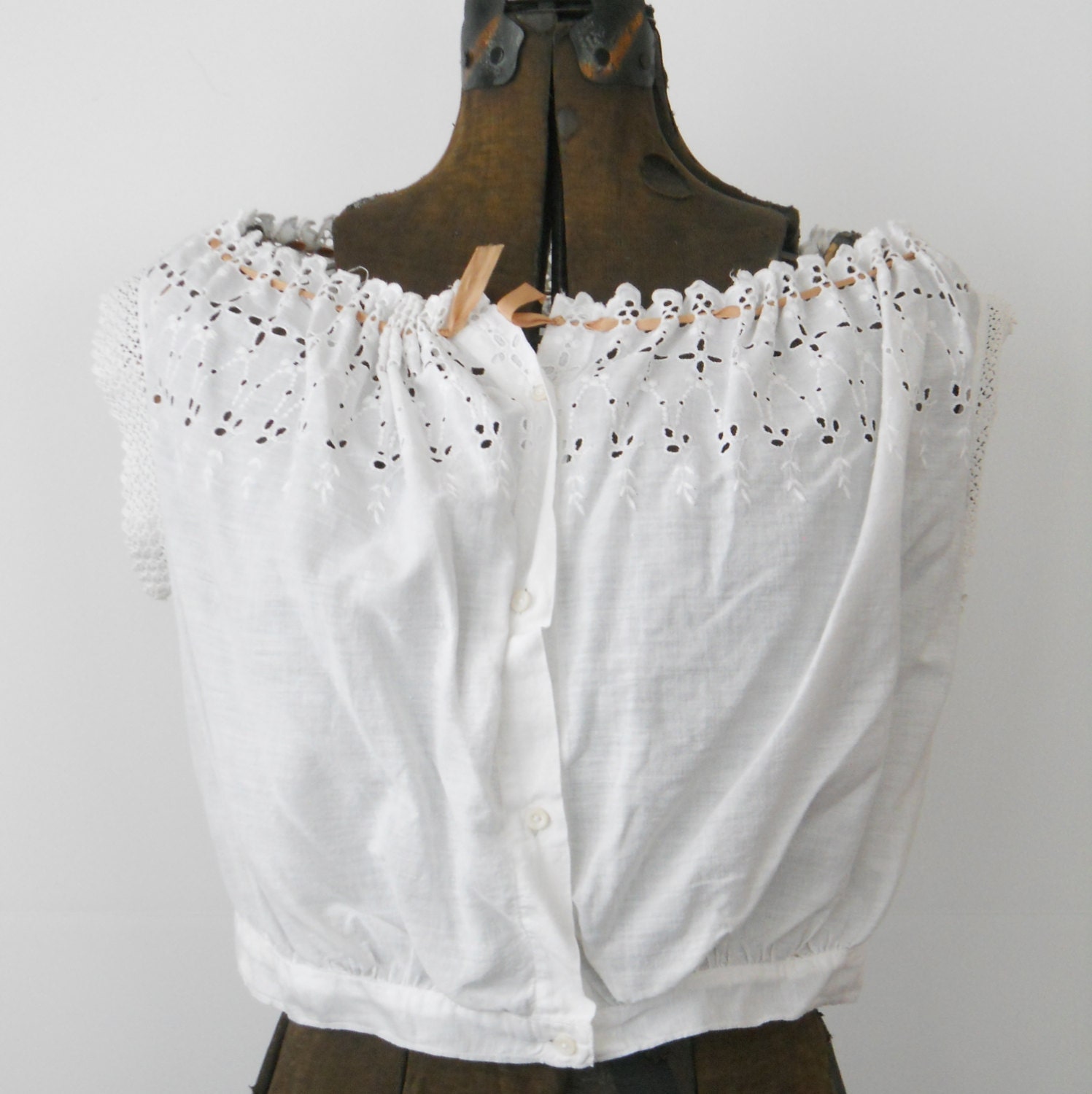 Vintage Cotton Camisole Antique White Islet by HazeyJaneVintage