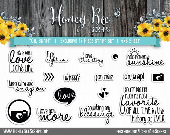 Oh, Snap! Honey Bee Scraps - High Quality, Adorable Clear Stamps - MADE IN USA - for Scrapbooking, Cardmaking, Paper Crafting and More!