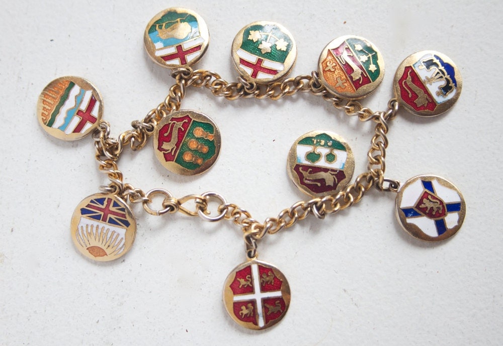 Souvenir Charm Bracelet Canada Province Charms by FalconandFinch