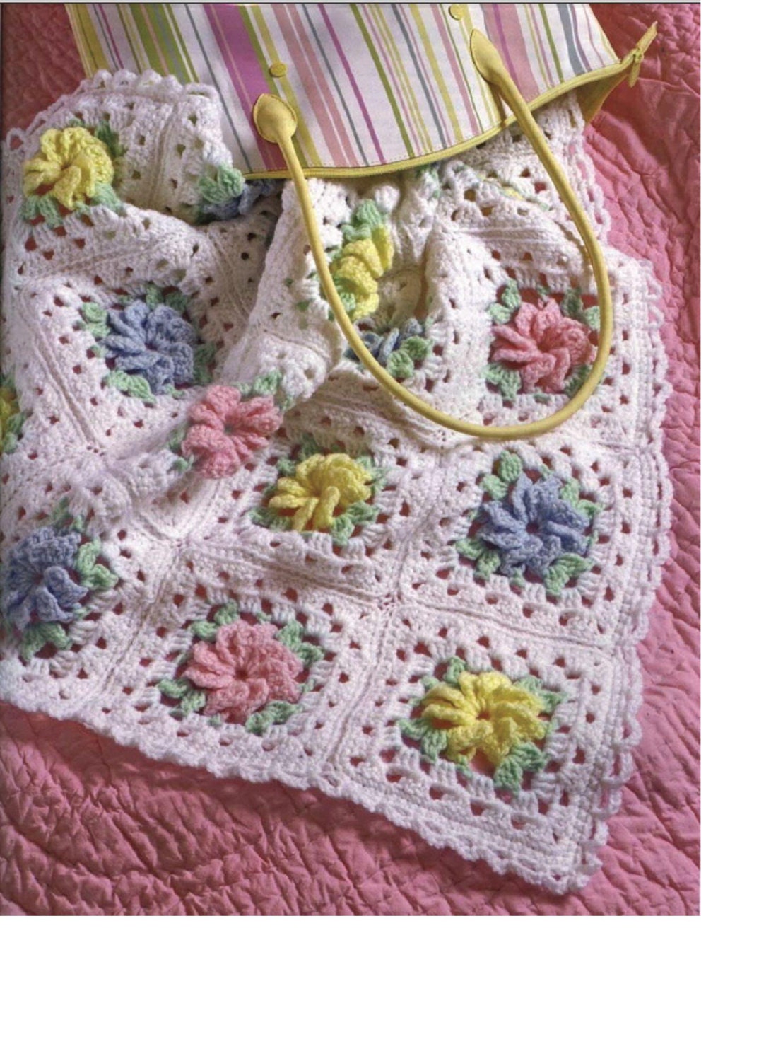 Download Crochet PATTERN Rose Motif Roses Baby AFGHAN PDF Download