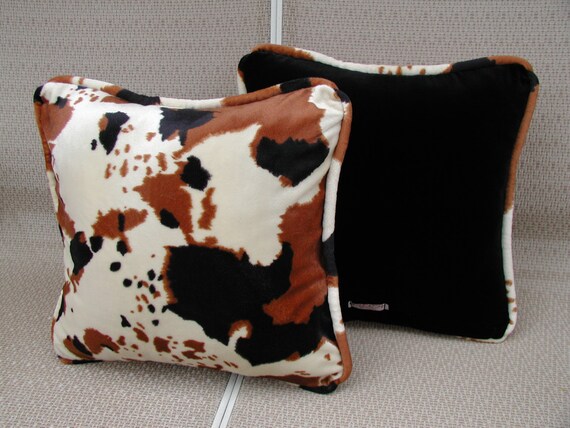 brown cow print pillows