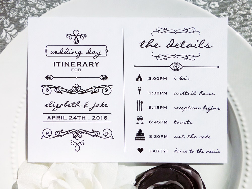 Printable Wedding Itineraries Style IT24 SCROLLING