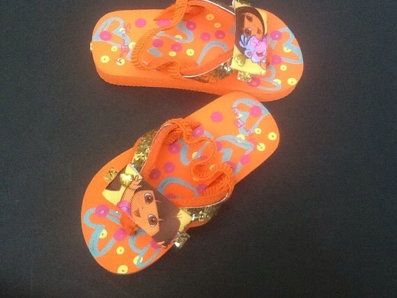 Items similar to Dora the Explorer Embellished Girls Toddler Orange ...