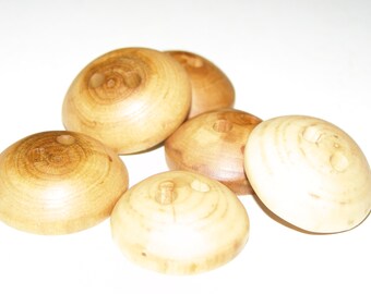 6 Handmade wood Buttons , accessories (1,0" diameter x 0,35" thick)