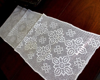 Vintage Crocheted Table Runner or Table Scarf in White 12161