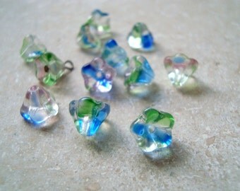 Multi Colored Glass Flower Beads - Quantity of 12