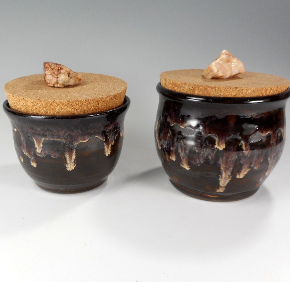 Ceramic salt cellar with lid pottery sugar by WillowTreePottery