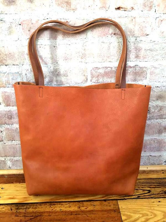 Brown Leather Tote Bag Distressed large Brown Leather by sord