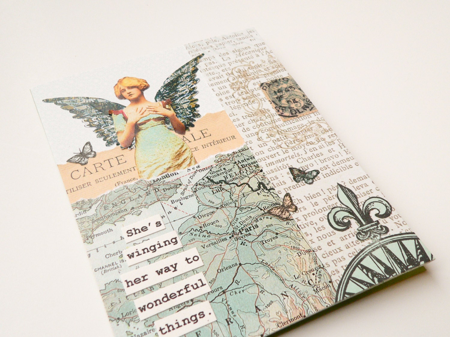 Handmade Greeting Card original collage vintage inspired