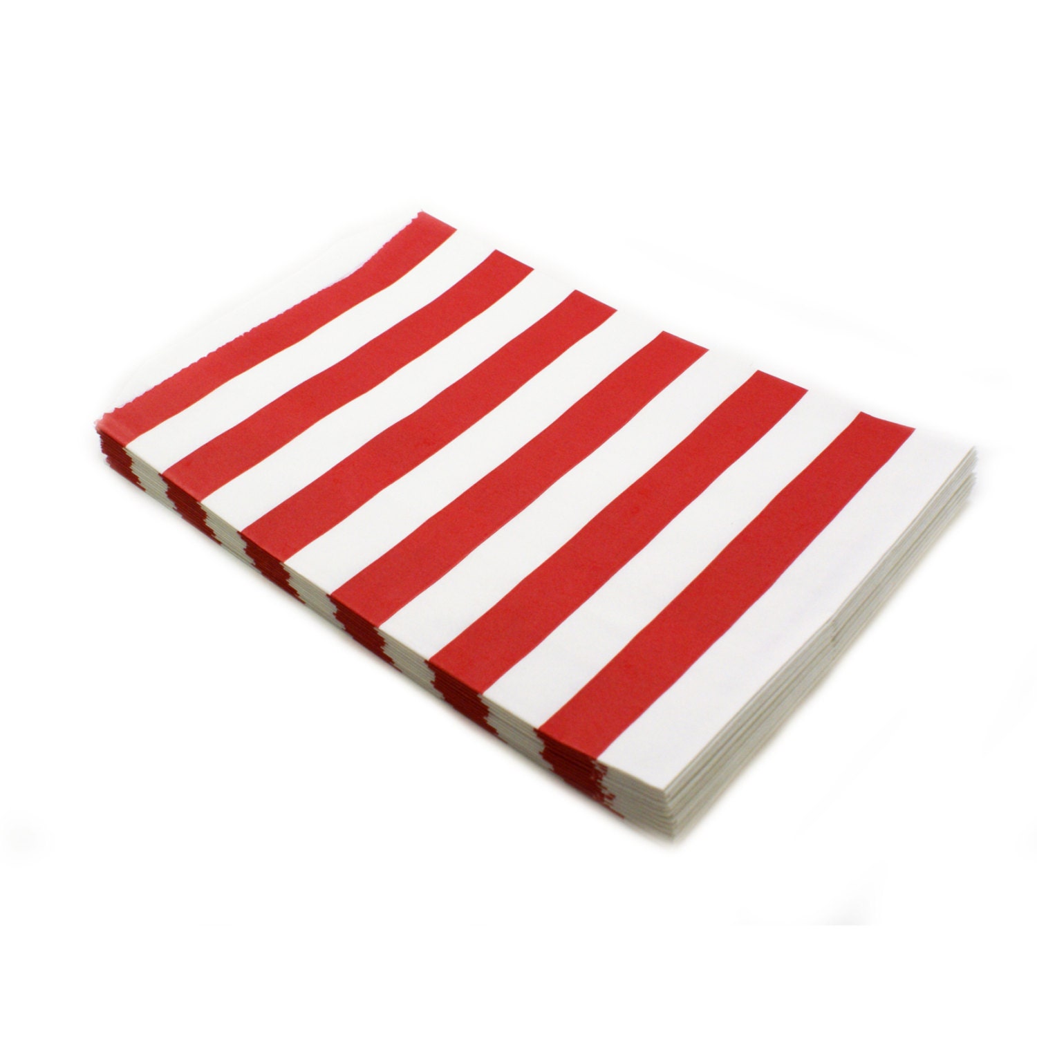 20 RED party favor bags gift bags with red stripes candy