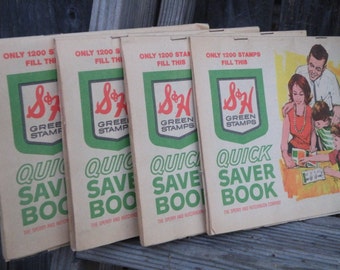 50% off this item, enter LOVE99 at checkout, S&H Green Stamp Book, Vintage Quick Save Book, Stamp Book, Scrapbooking, Mixed Media
