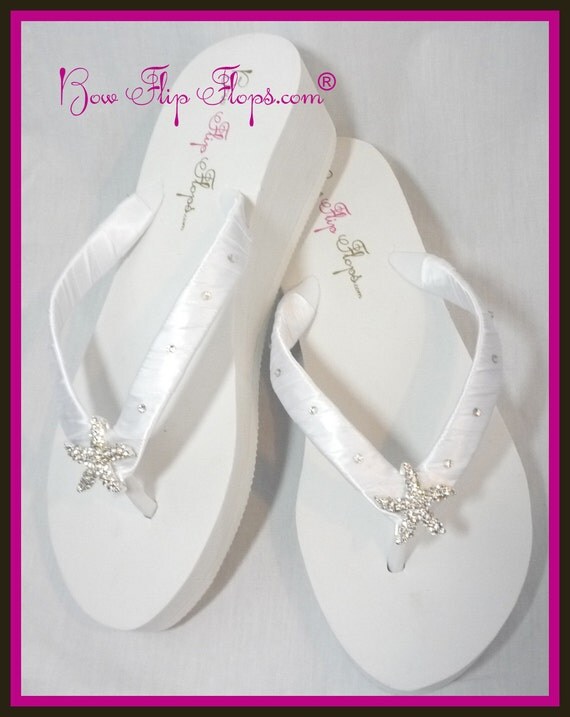 white flip flops with rhinestones