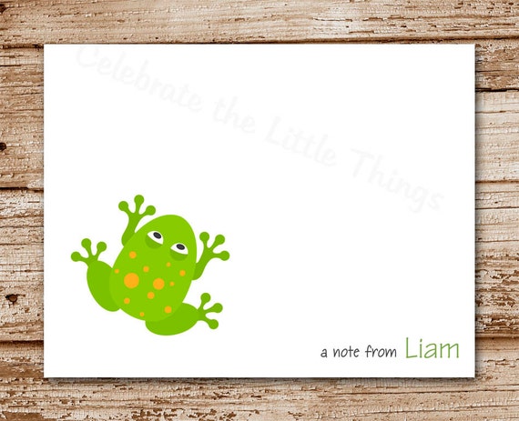 Frog Note Cards (set of 8) Notecards | Personalized Stationery | Bullfrog, Backyard Critters Il_570xn
