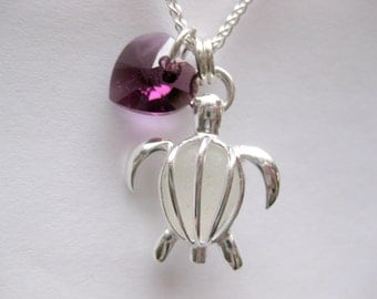 SS Seaglass Turtle Necklace - Turtle Jewelry Sea Glass pendant Sea Glass necklace Beach Glass Jewelry Handmade, Custom Jewelry