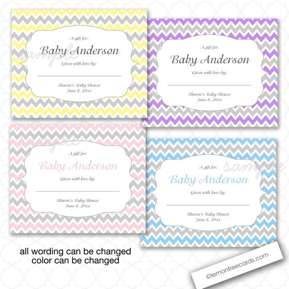 Items similar to No Wrap bridal or baby shower gift label or tag / any color chevron / all