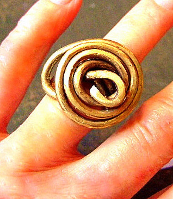 Pure Brass RingStatement Ring Sz. 6 Gift for Her by MereTrinkets
