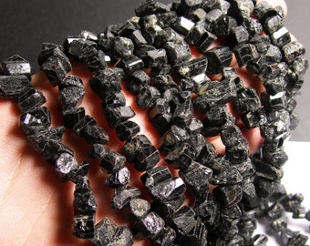 Black Tourmaline - raw natural chunk -1 full strand - 50 pcs - PSC113