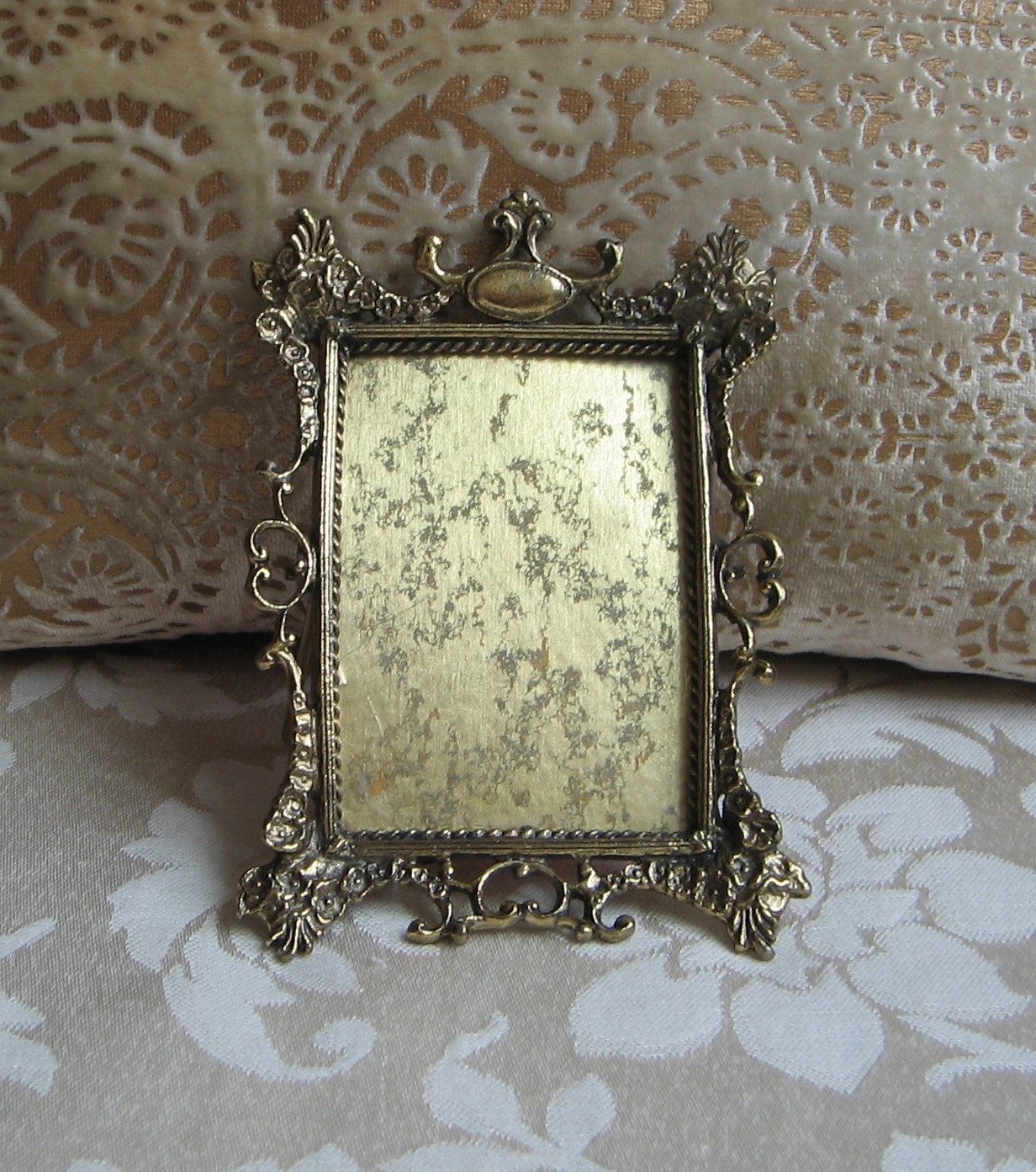 Vintage Ornate Brass Picture Frame Small Petite Bohemian