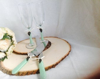 The Original Wedding  Cake  Server Set  Personalized Rustic