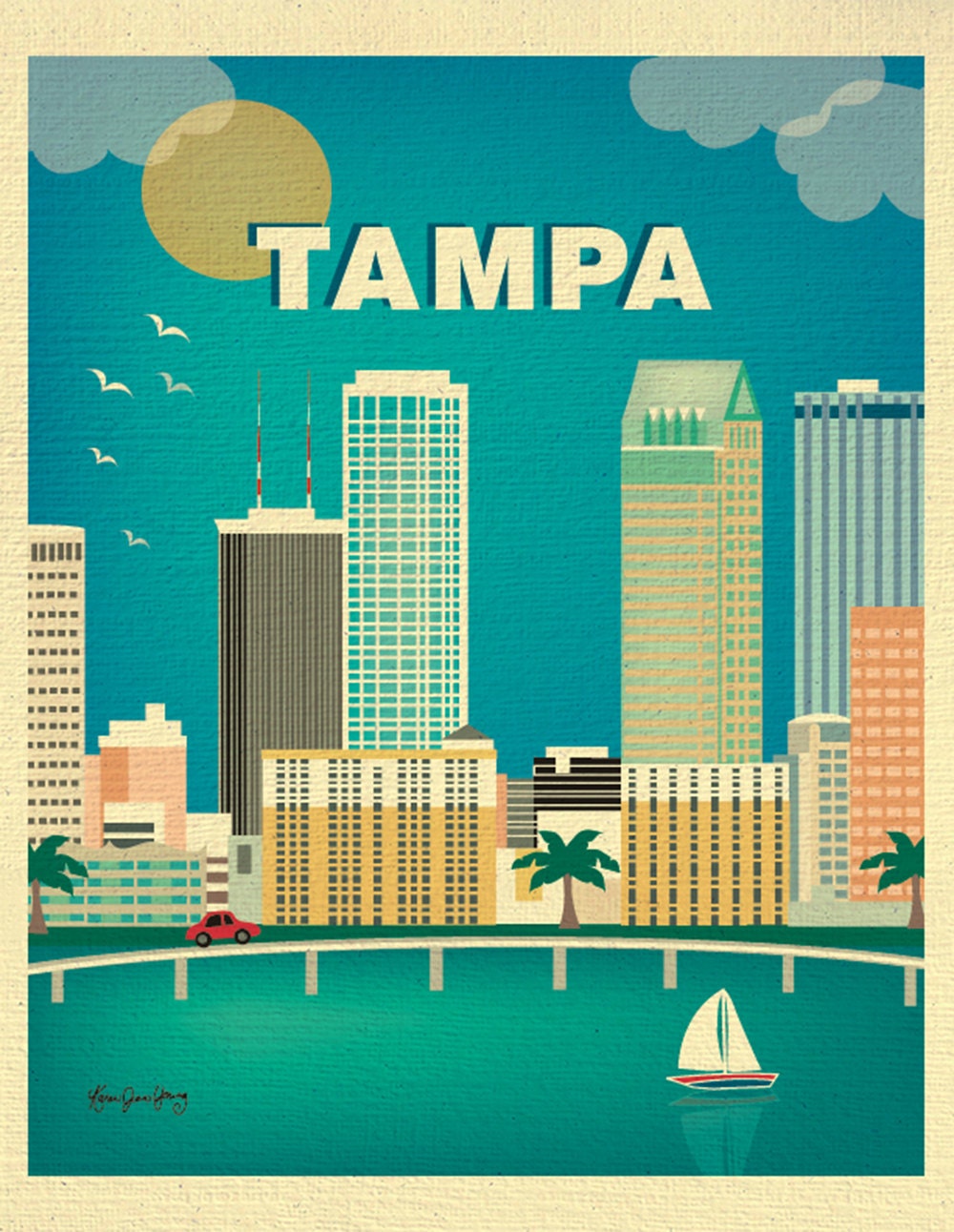 Tampa PrintTampa Wall Art Florida Skyline Loose Petals