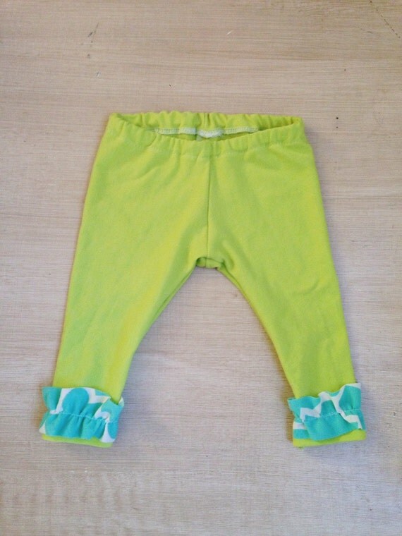 Items similar to Lime Green baby leggings with ruffle Size 0-3 months ...
