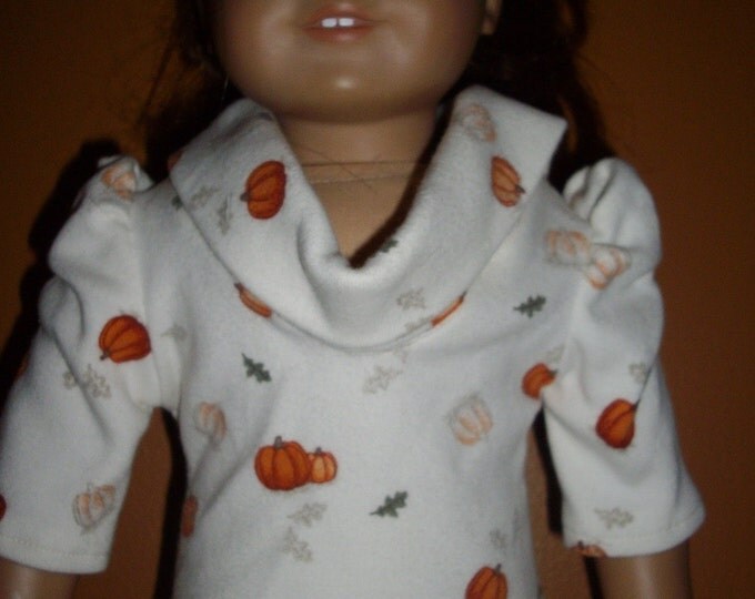 Snowman print Cowl neck top fits dolls like American Girl and 18" dolls