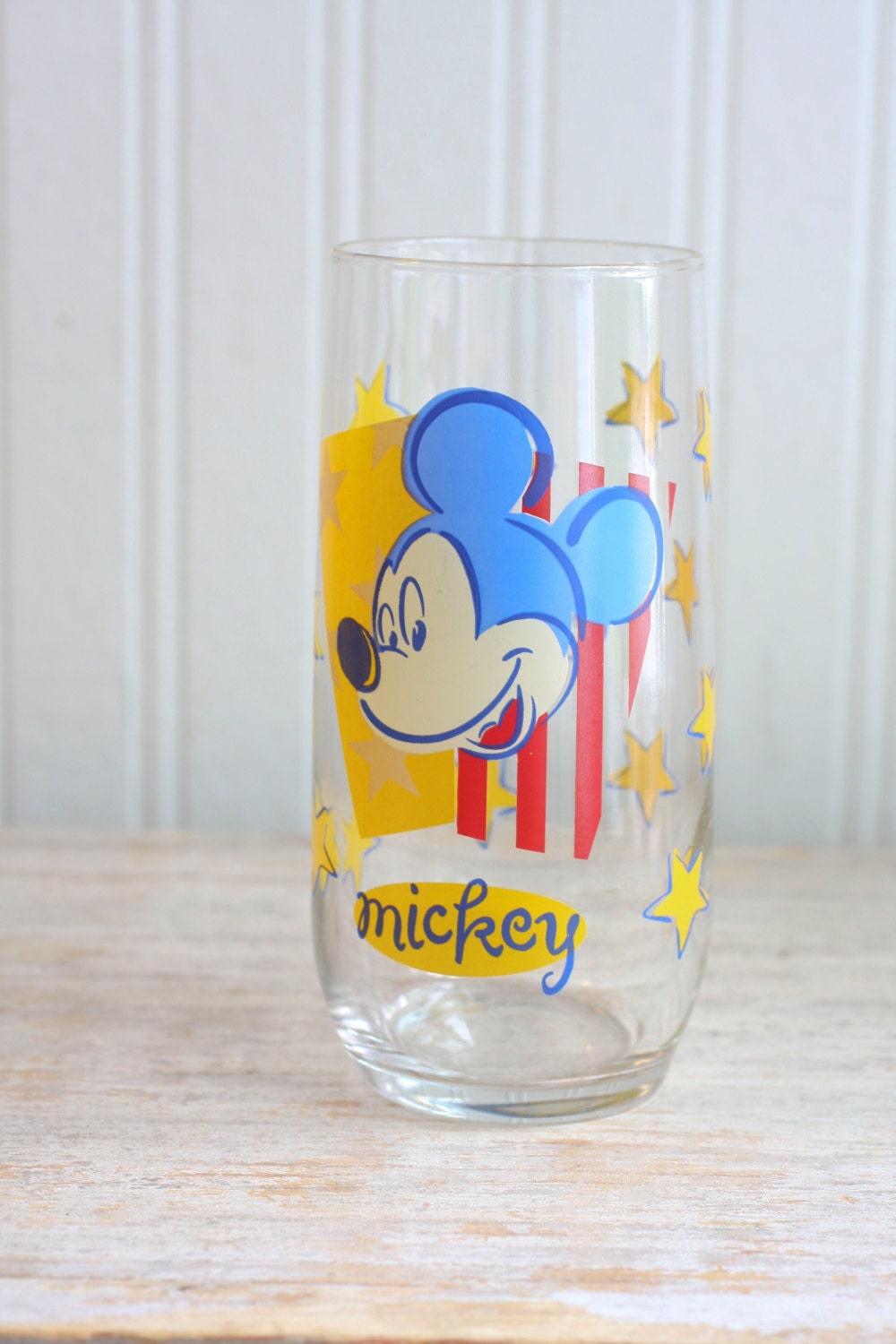 Vintage Mickey Mouse Drinking Glass Retro Mickey By Mollyfinds 4810