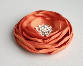 Orange Flower Hair Clip, Orange Flower Hairpiece, Bridal Headpiece, Bridesmaid Hair Piece, Floral Hair Accessory, Flower Girl Hair Pin