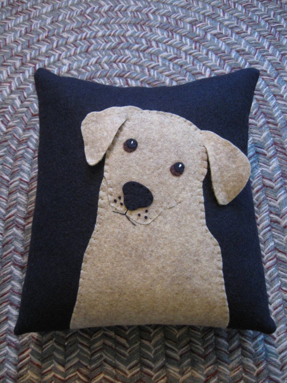 Applique Puppy Dog Pillow Labrador Retriever