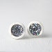 silver stud earrings with iridescent silver glitter, pmc fine silver earrings, simple silver post earrings, glitter studs, galaxy