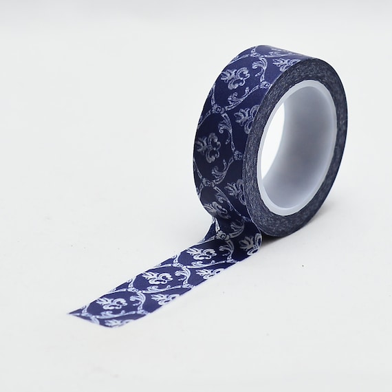 blue damask washi tape - craft supplies - decorative tape - floral washi - Love My Tapes