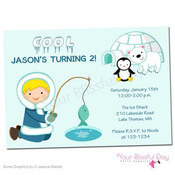 PRINTABLE Arctic Boy Party Invitations (Character of your choice) #704 Il_570xn