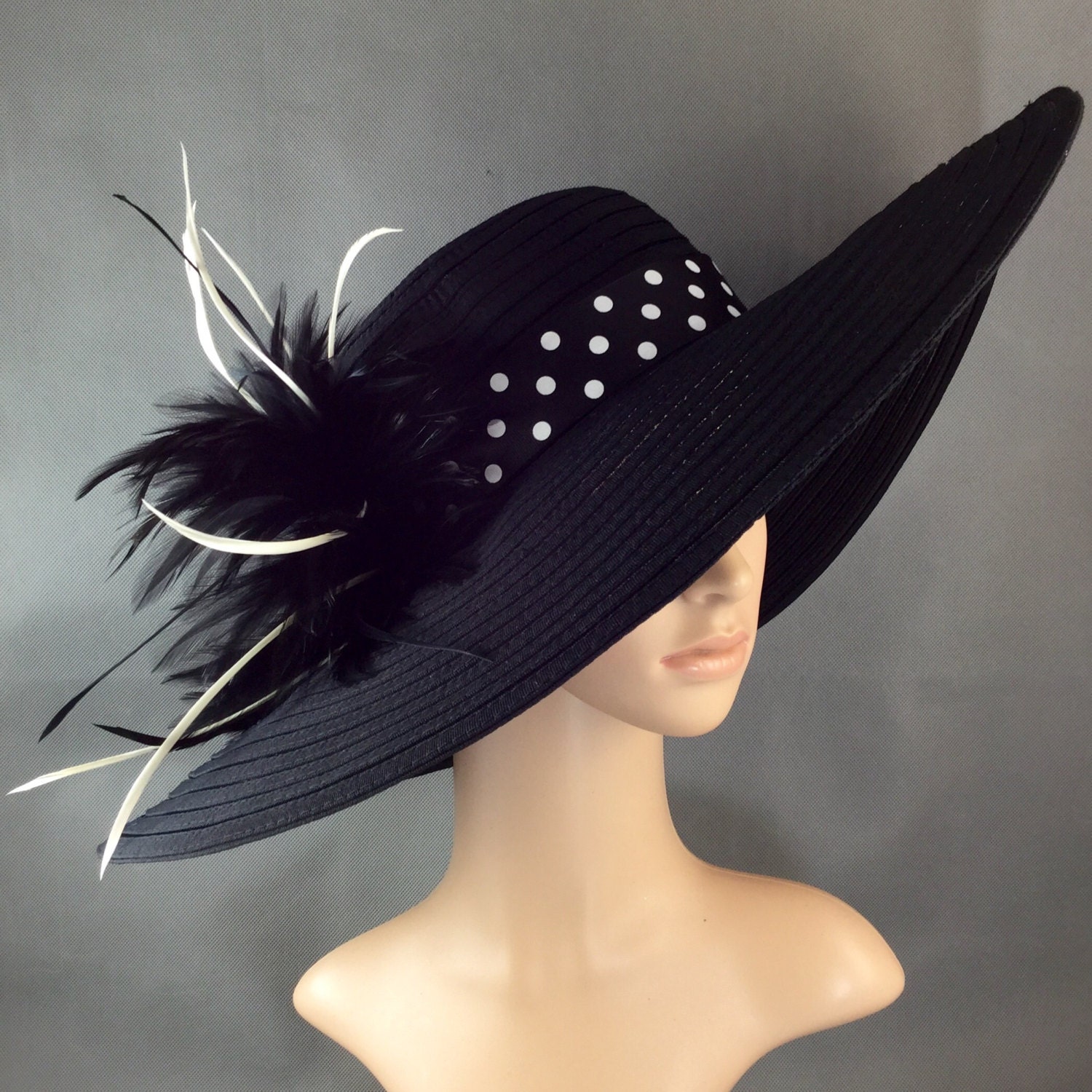 Black Derby HatKentucky Derby Hat with Polka by theoriginaltree