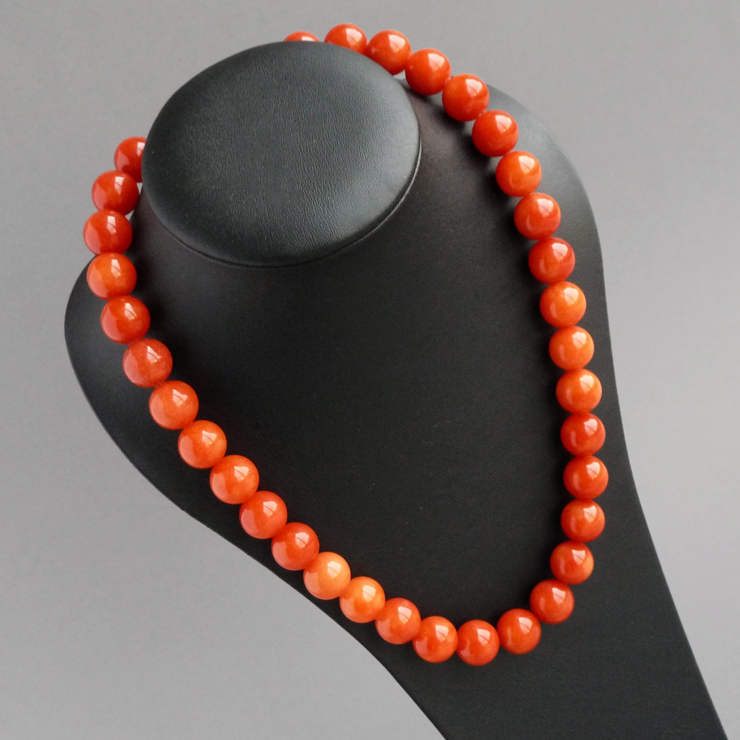 Chunky Orange Necklace Coral Chunky Bead by annakingjewellery