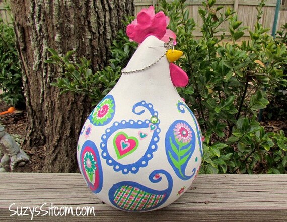 Chickens Gourd Art Paisley Painted Gourds Chicken Hen