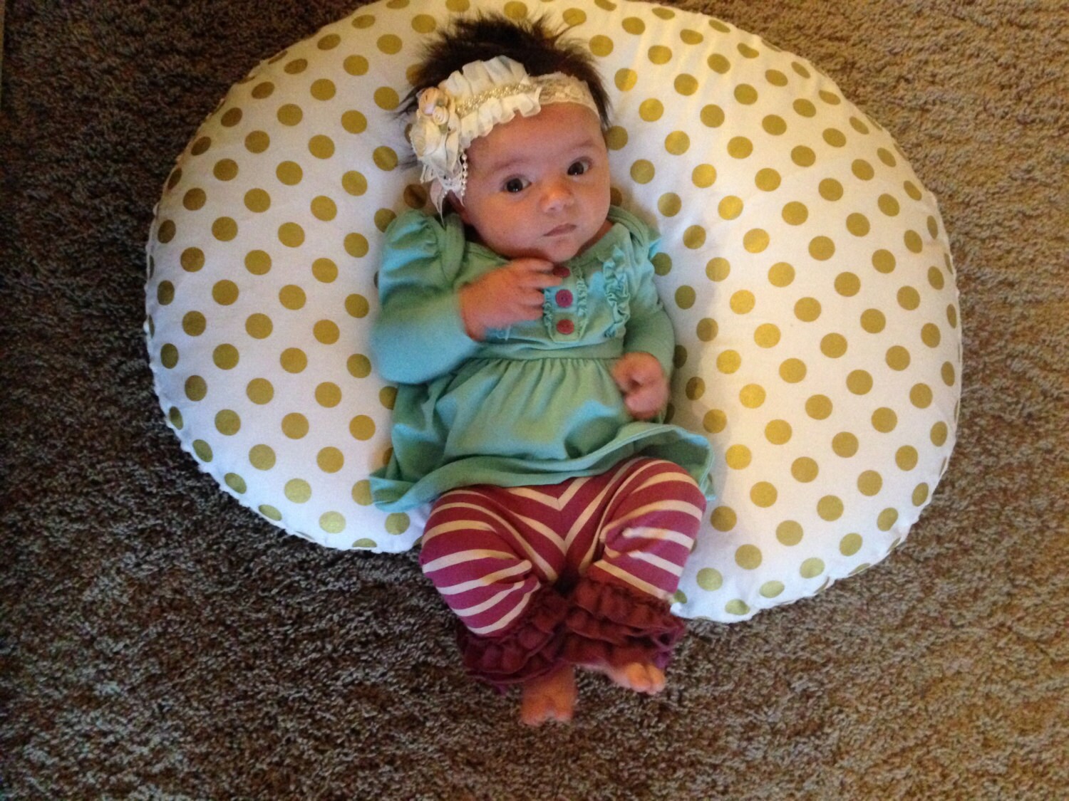 boppy cover gold polka dot with white back boppy cover by isewjo