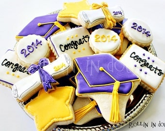 Graduation Cookies - Graduation Cap, Diploma 1 Dozen