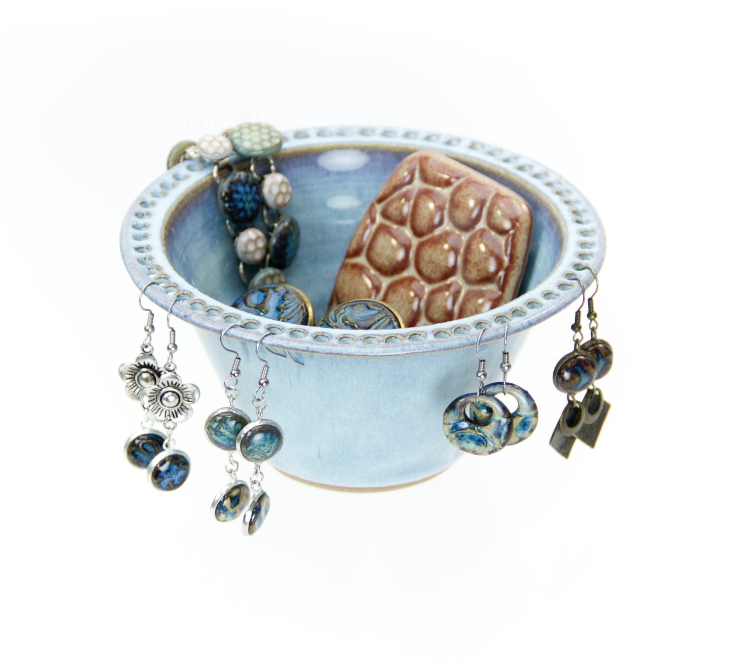 Ceramic Earring Bowl in Sky Blue Glaze jewelry bowl