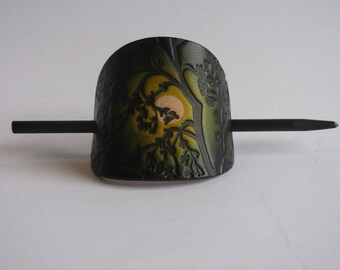 Leather Hair Barrette...large size .