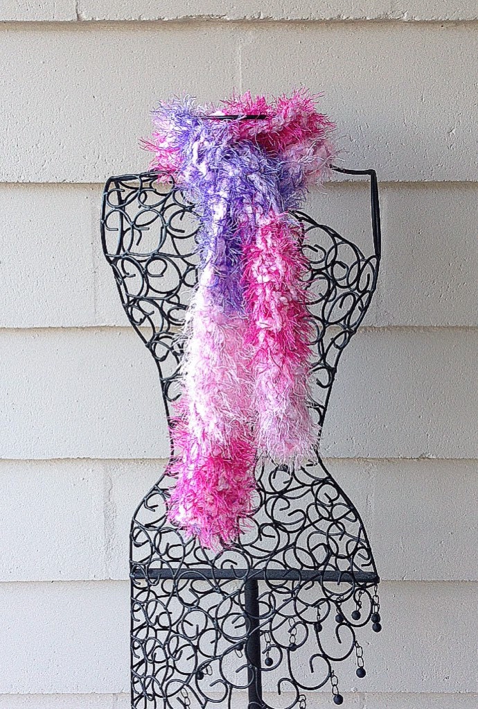 Handmade stripe scarf fuzzy crochet scarf by NoteworthyKnitnacks