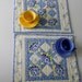 Quilted Placemats, Blue and Yellow Placemants, Place Mats, Fabric Placemats, Cottage Chic, Table Linens, Kitchen Table, Hydrangeas