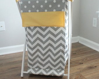 Gray and Yellow Chevron Baby Hamper