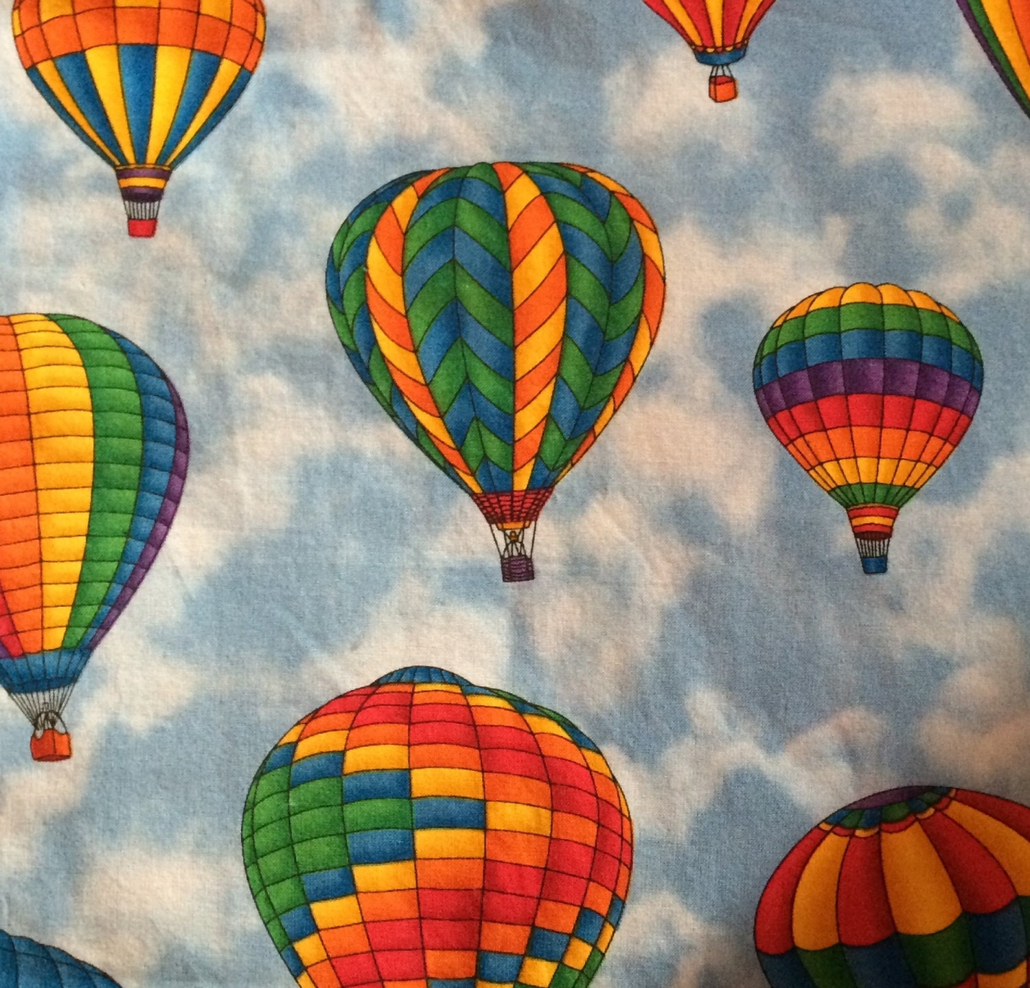 Fabric By The 1 2 Yard Hot Air Balloon Bright Colors By Eustheelf